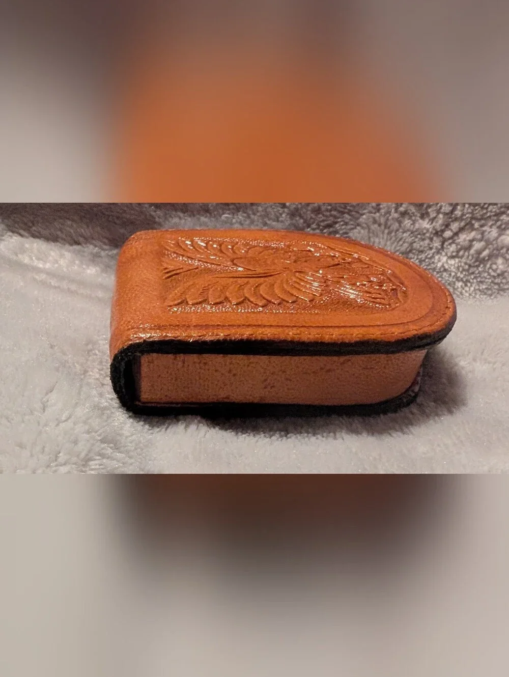Vintage Brown Leather Mexican Wallet Coin Pouch with Embossed Eagle 3 Inches